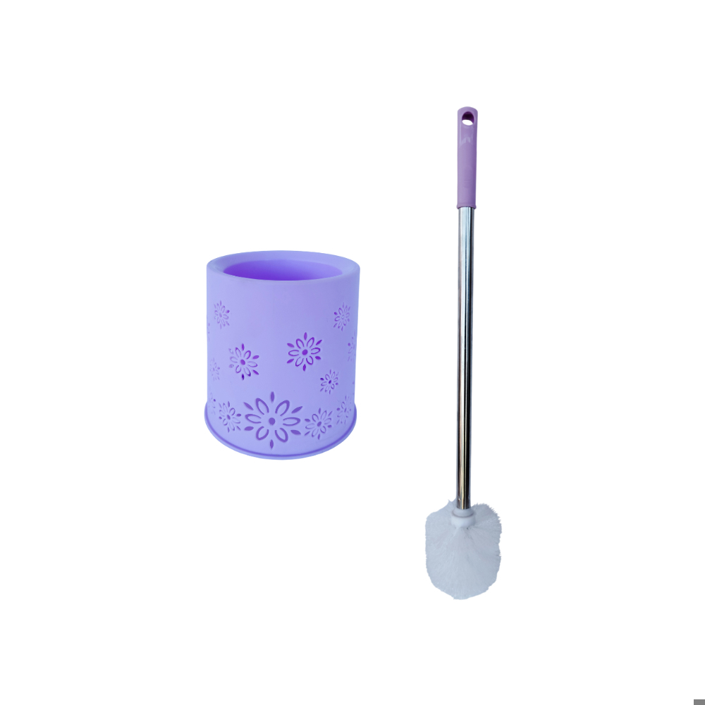 Escobilla de baño de plástico lila con mango y soporte Gutza - Miniatura 3