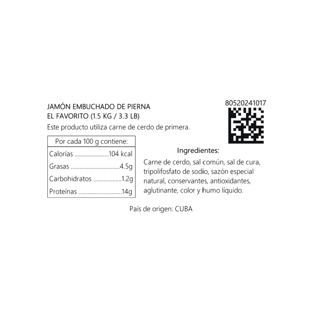 Jamón embuchado de pierna El Favorito (1.5 kg / 3.3 lb) - Miniatura 4