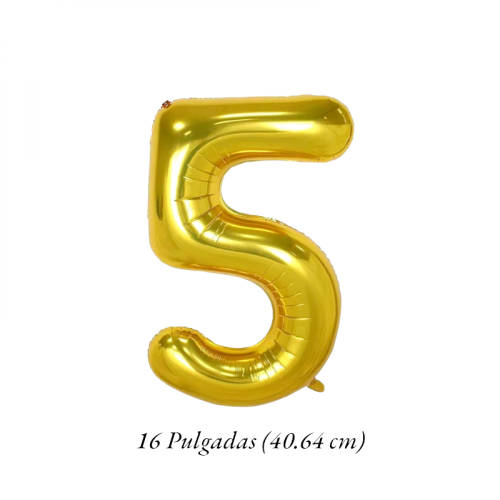Globo dorado número 5 Balloon (16 pulgadas) - Miniatura 4