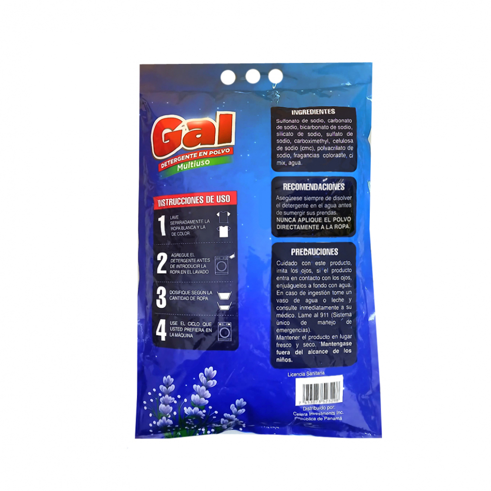 Detergente en polvo multiuso con aroma a lavanda Gal (500 g / 1.1 lb) - Miniatura 3