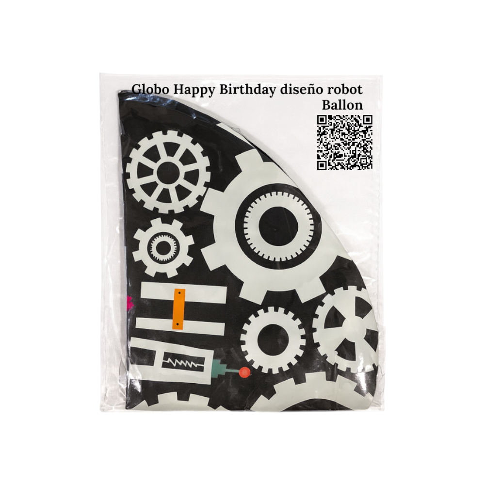 Globo Happy Birthday diseño robot Ballon - Miniatura 2