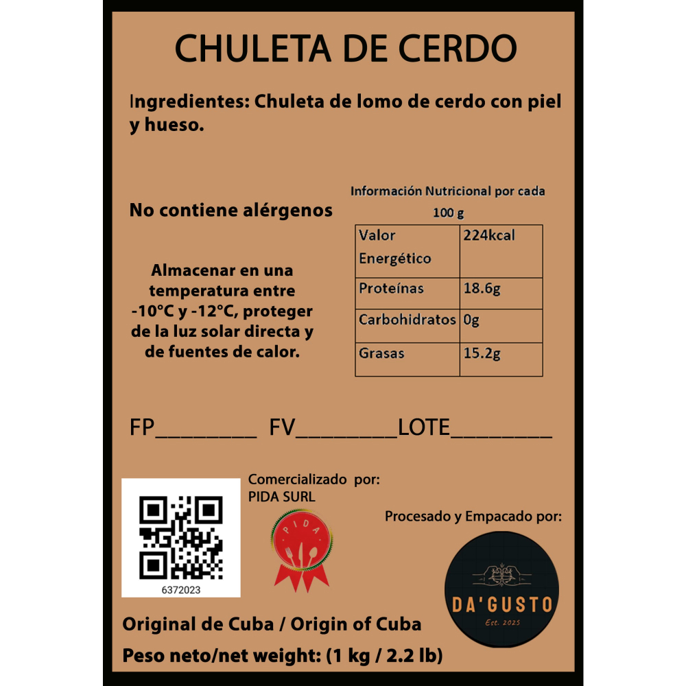 Chuleta de cerdo Pida (1 kg / 2.2 lb) - Miniatura 3