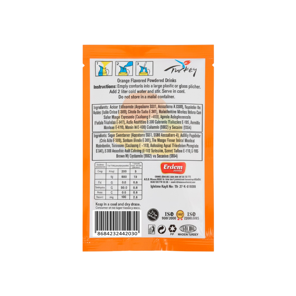 Refresco instantáneo sabor naranja Vivi Fresh Erdem (10 g) - Miniatura 2