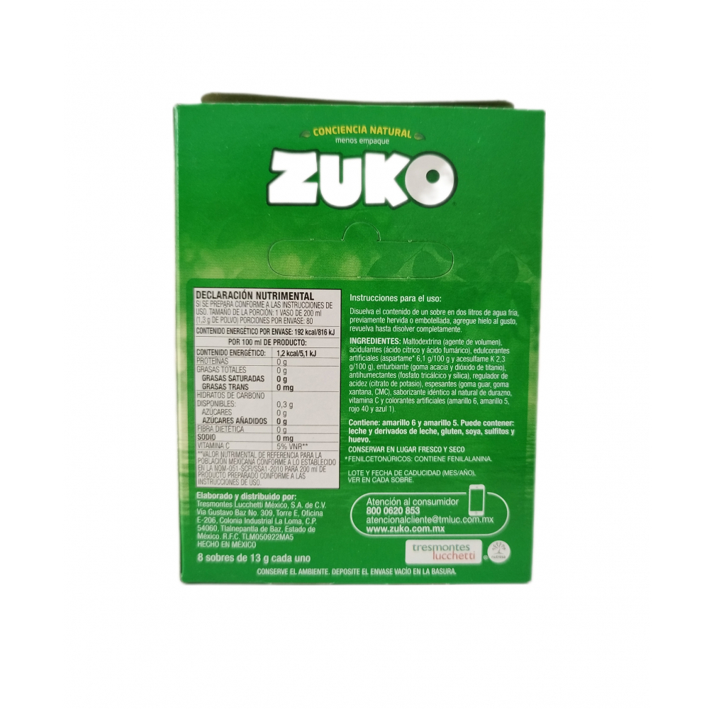 Refresco sabor durazno Zuko (12 x 8 x 13 g) - Miniatura 4