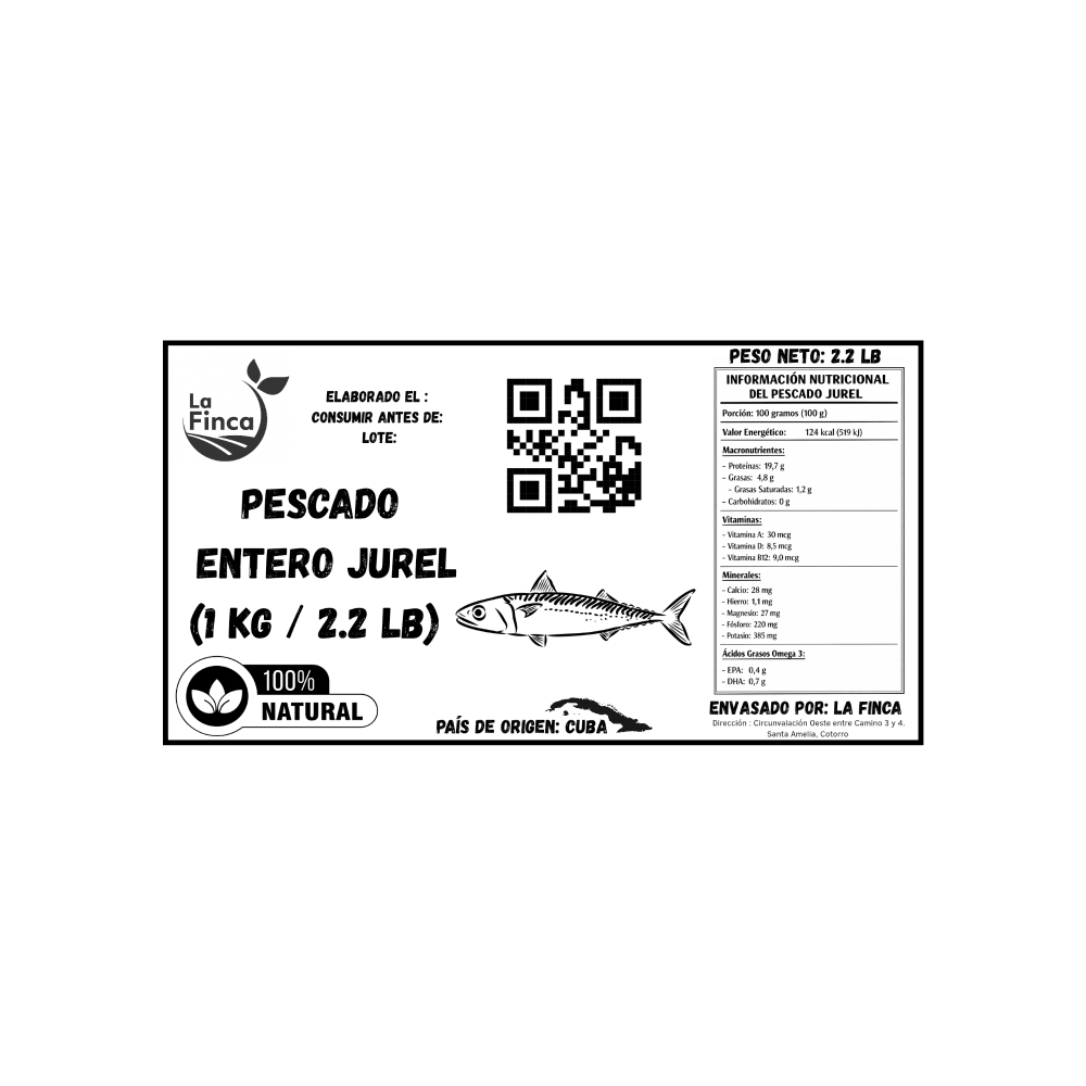Pescado jurel entero La Finca (1 kg / 2.2 lb) - Miniatura 3
