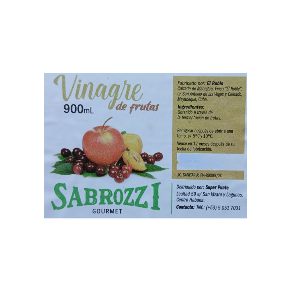 Vinagre de frutas Sabrozzi (900 ml) - Miniatura 2