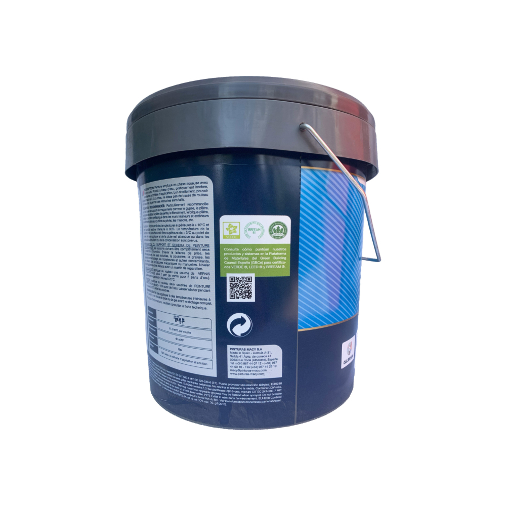 Pintura plástica acrílica profesional para interiores y exterior color blanco mate Macy (4 L) - Miniatura 3