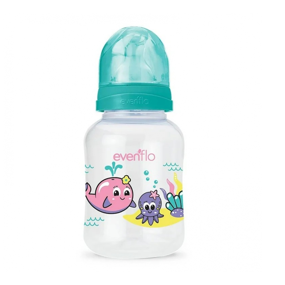 Biberón verde con estampado de acuario Evenflo (120 ml) - Miniatura 2