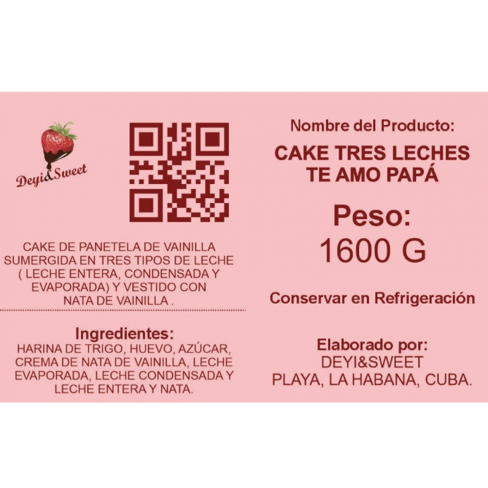 Cake Tres leches Te amo papá Deyi&Sweet (12 personas) - Miniatura 4