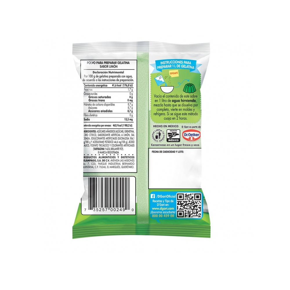 Gelatina sabor limón D'Gari (120 g / 4.2 oz) - Miniatura 2