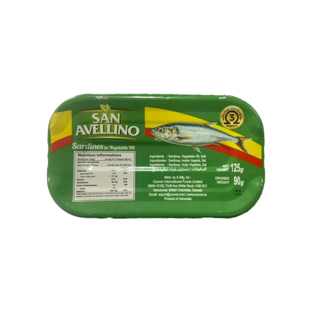 Sardinas en aceite vegetal San Avellino (2 x 125 g / 4.4 oz) - Miniatura 2