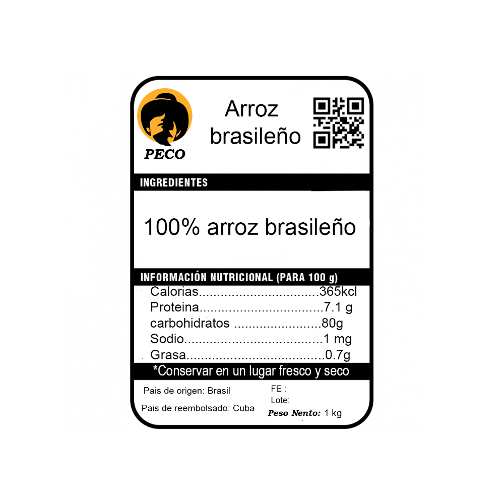 Arroz brasileño Peco (1 kg / 2.2 lb) - Miniatura 2
