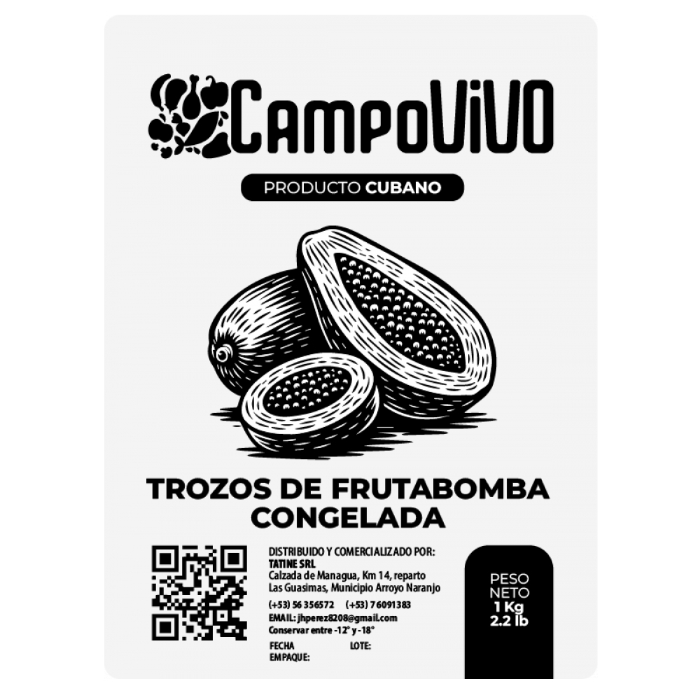 Trozos de frutabomba congelada Campo Vivo (1 kg / 2.2 lb) - Miniatura 3