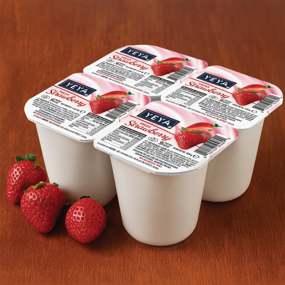 Yogurt pasteurizado sabor a fresa YEYA (4 x 125 g / 4.41 oz) - Miniatura 4