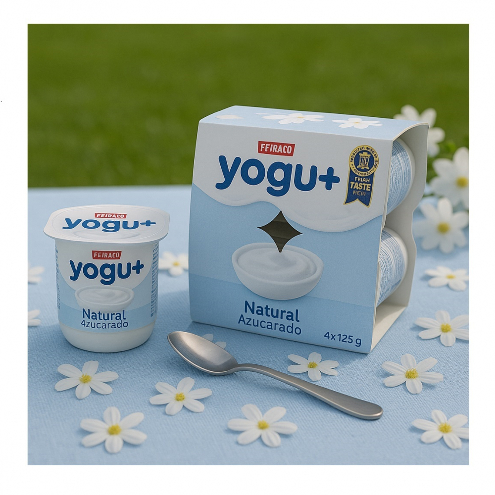 Yogurt natural azucarado yogu+ Feiraco (4 x 125 g / 4.41 oz) - Miniatura 4