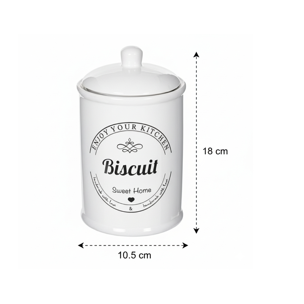 Bote de cocina con tapa cerámica blanca decoración Biscuit Alessandro - Miniatura 2