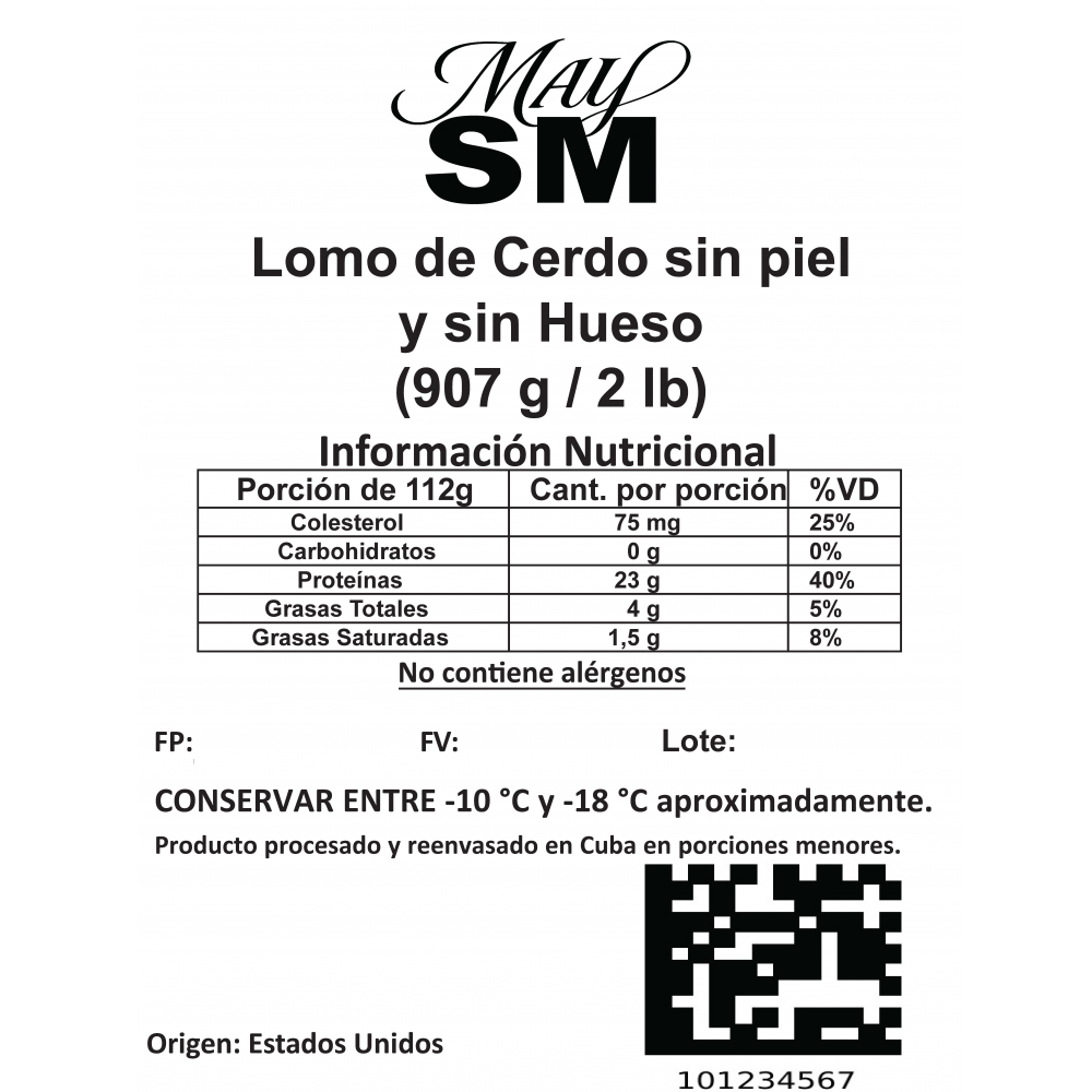 Lomo de cerdo sin hueso y sin piel May SM (907 g / 2 lb) - Miniatura 3