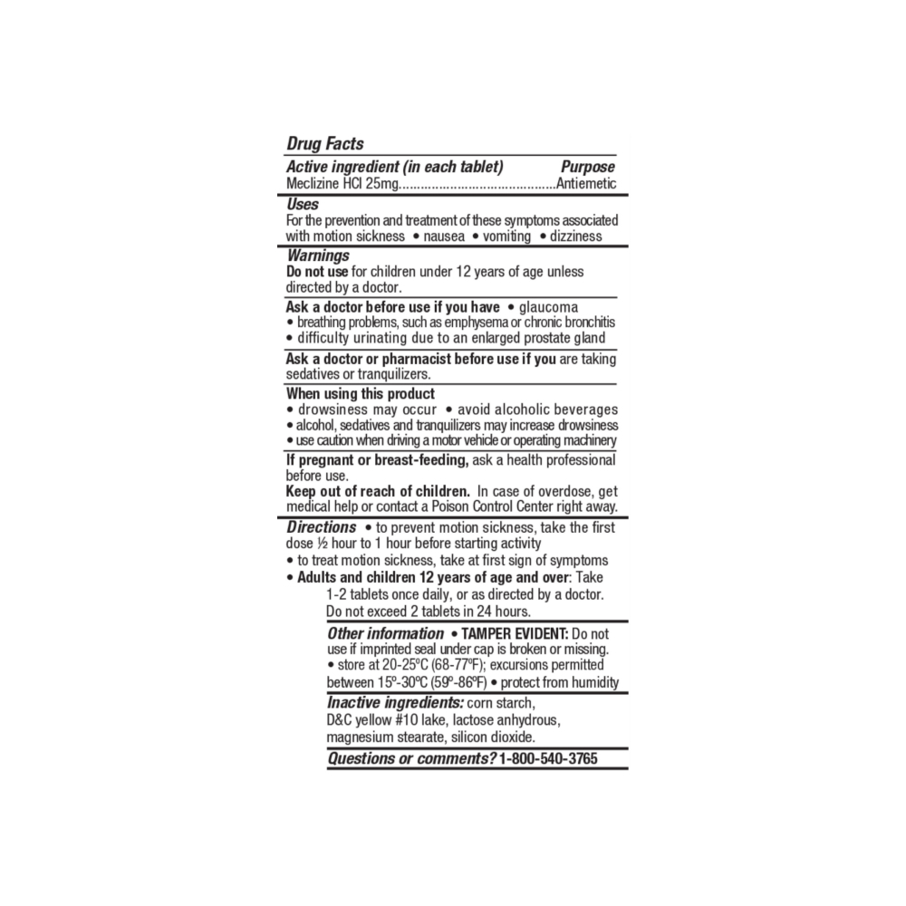 Meclizina HCl 25 mg Gericare (100 tabletas) - Miniatura 2