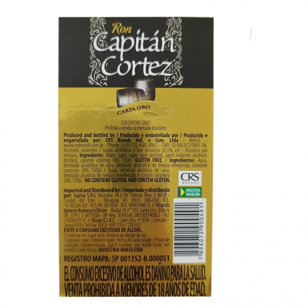 Ron carta oro Capitán Cortez (965 ml) - Miniatura 4