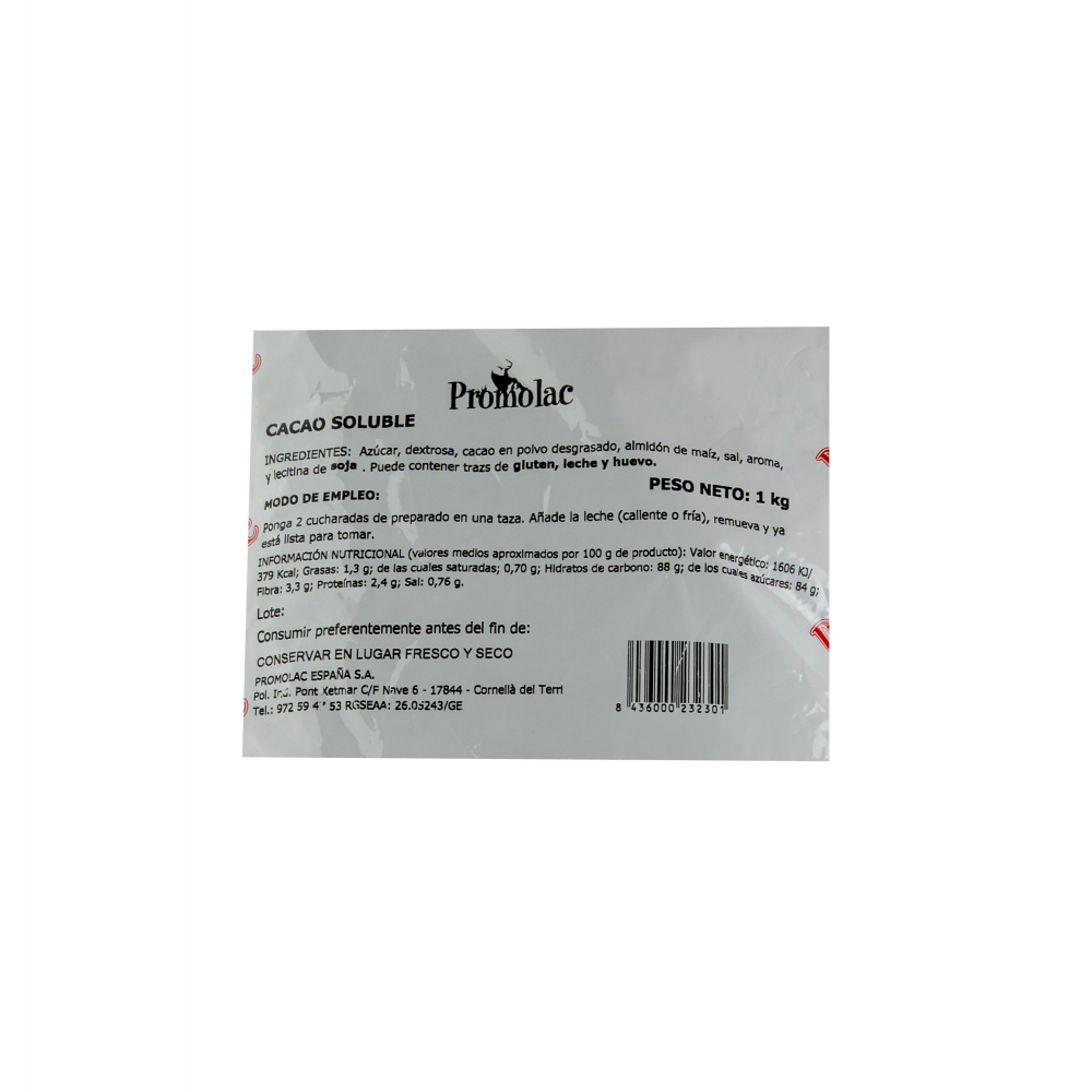 Chocolate en polvo Promolac (1 kg / 2.2 lb) - Miniatura 3
