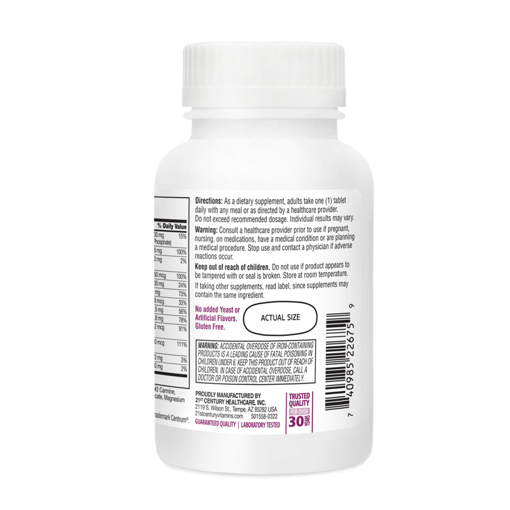 Suplemento multivitamínico y multimineral para mujeres Sentry 21st Century (120 tabletas) - Miniatura 2
