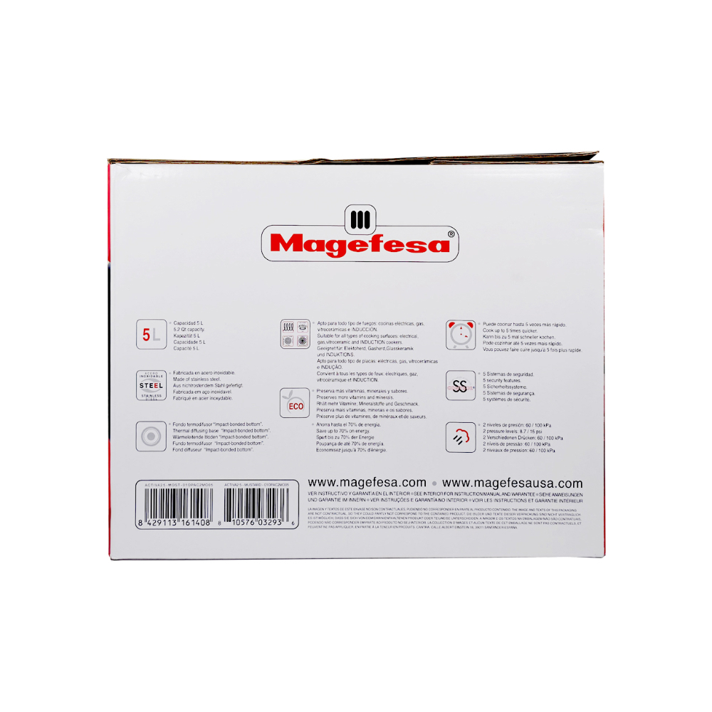Olla a presión súper rápida de 5 L Activa2 Magefesa - Miniatura 4