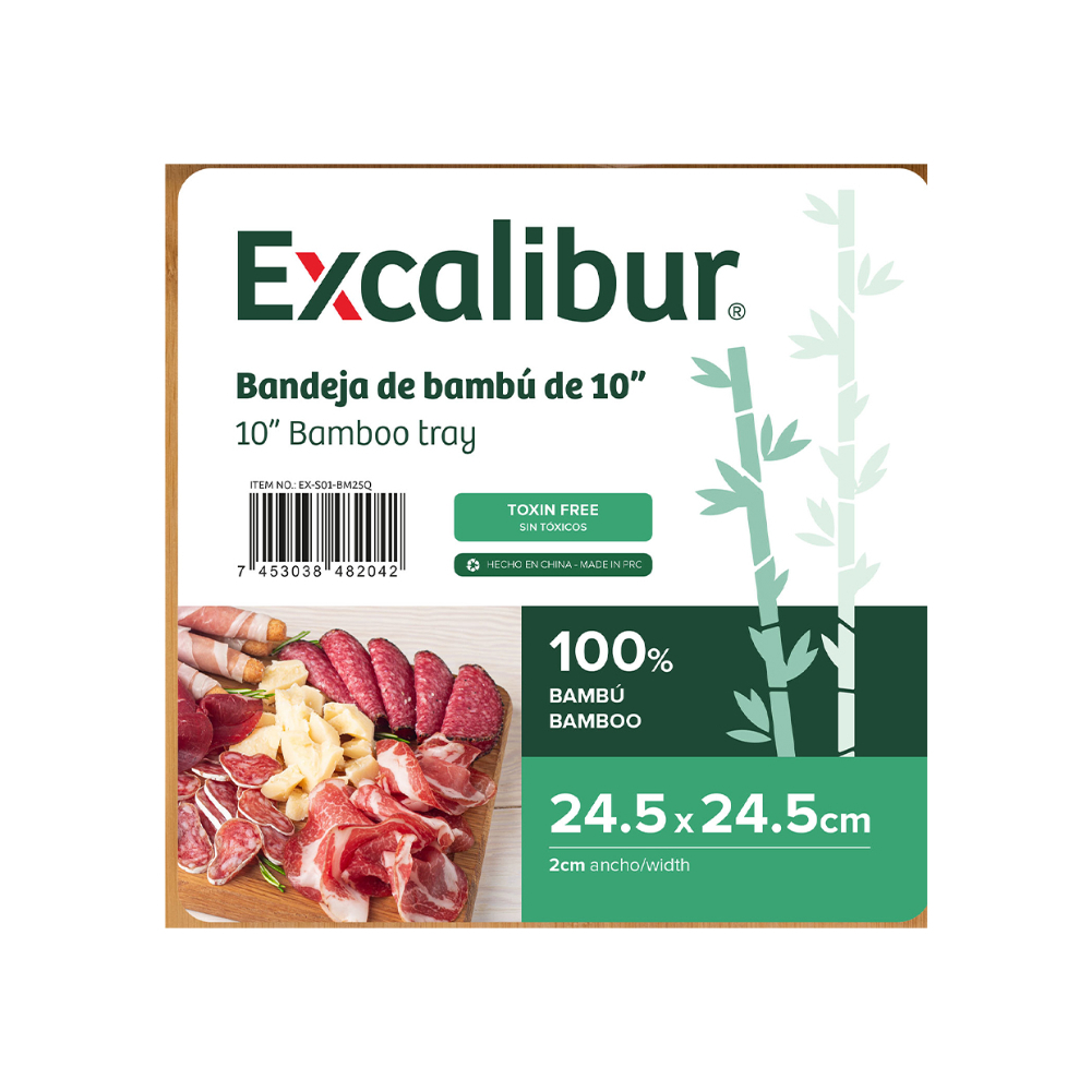 Bandeja de bambú para servir alimentos 10” Excalibur - Miniatura 4