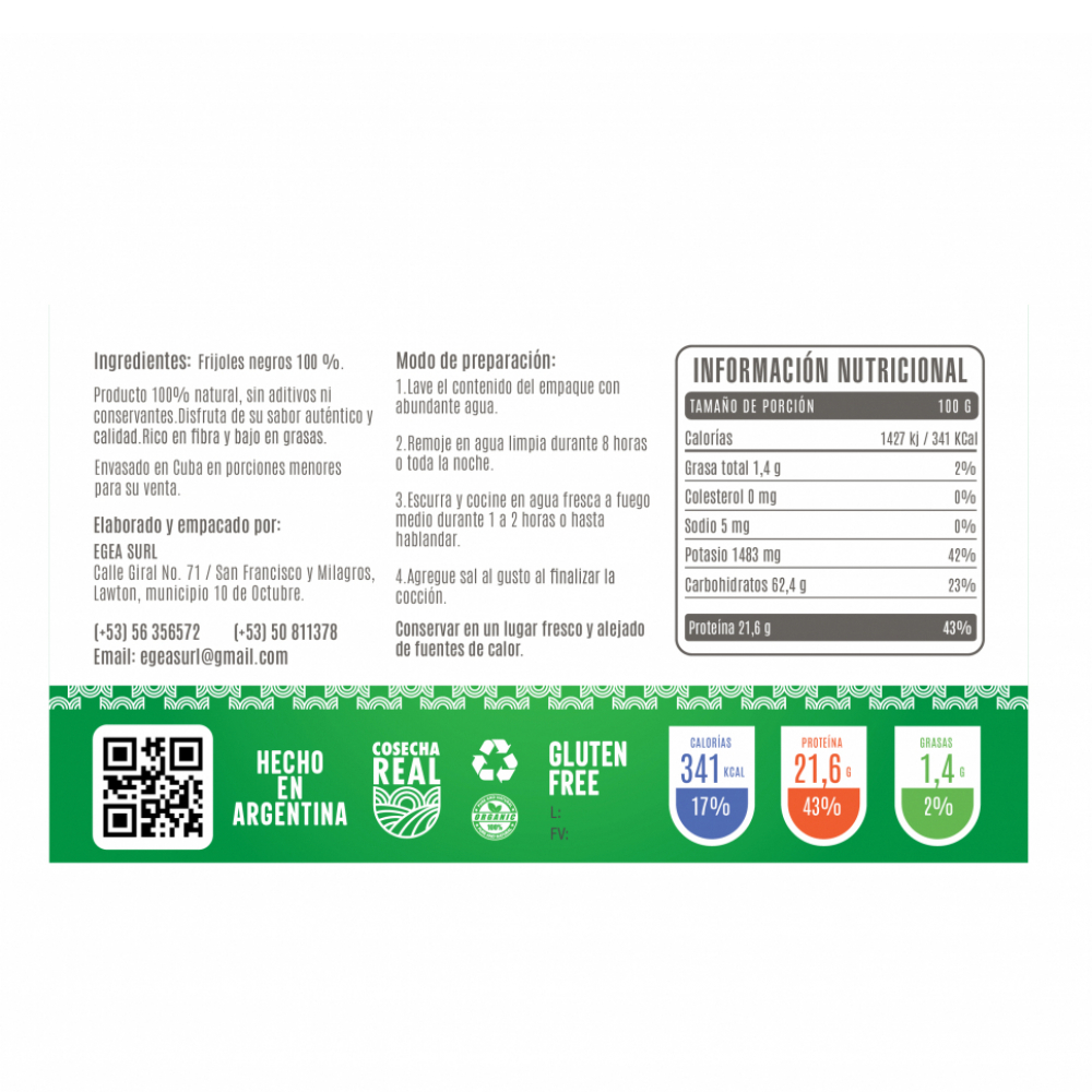 Frijoles negros Cosecha Real (5 x 500 g / 1.1 lb) - Miniatura 3