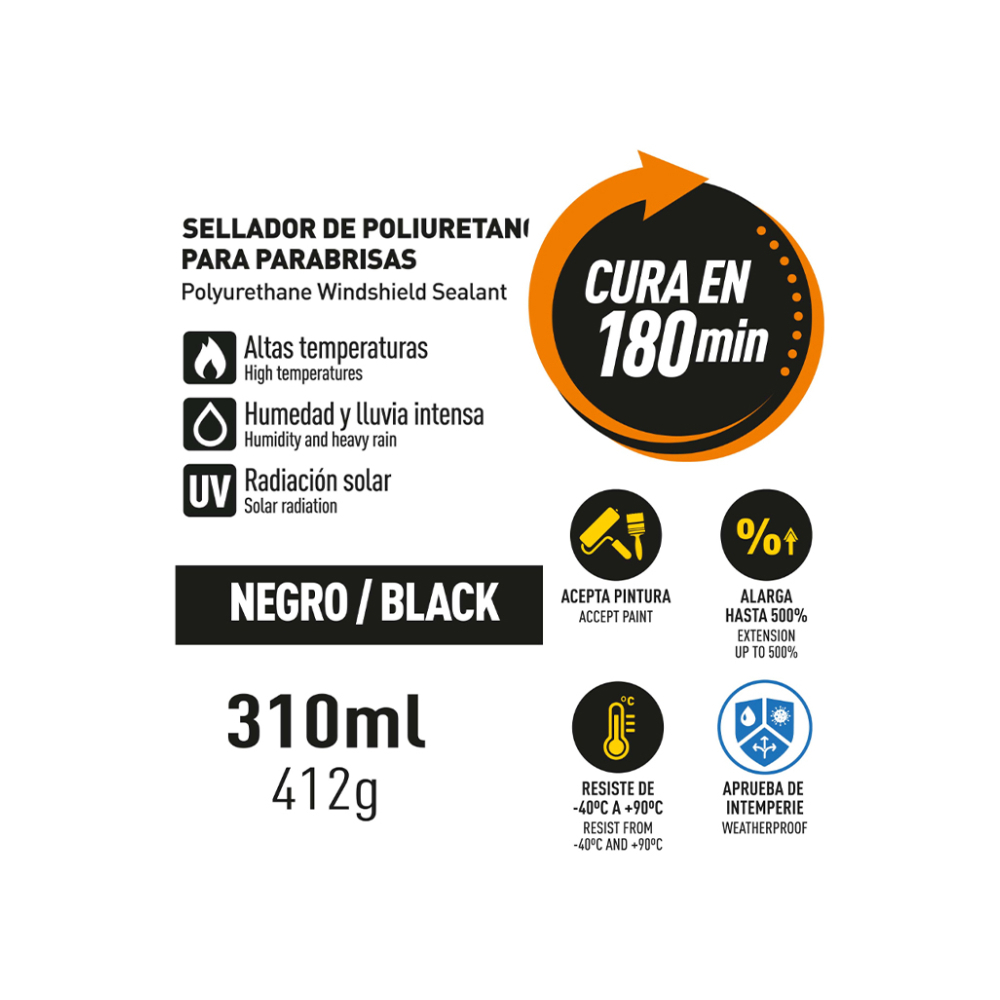 Silicona sellador de poliuretano para parabrisas Covo (310 ml) - Miniatura 4