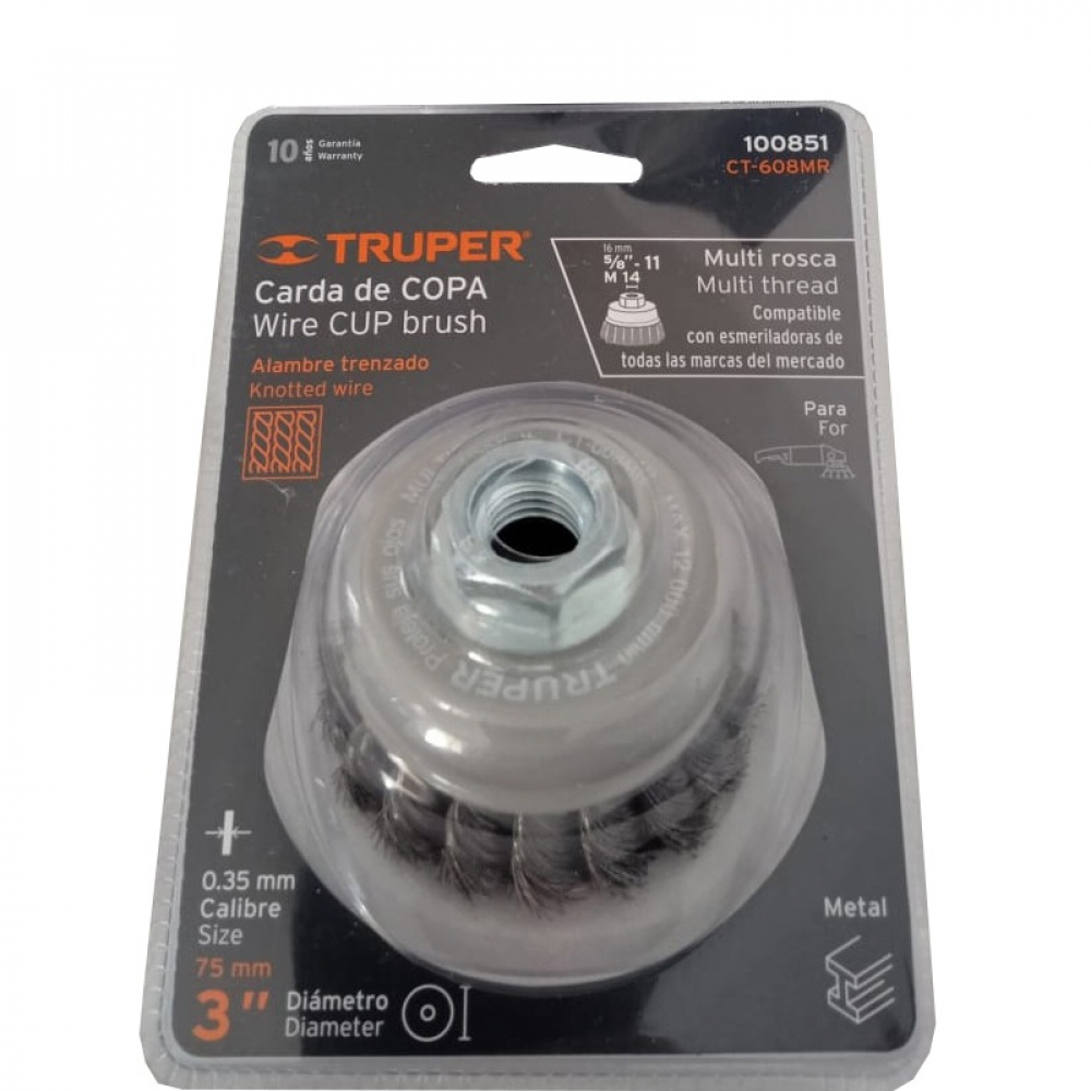 Cepillo de alambre para pulidora Truper 100851-CT-608MR - Miniatura 4