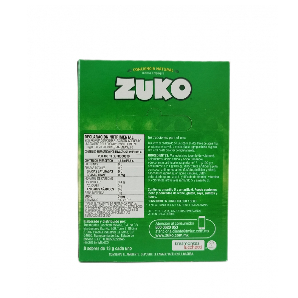 Refresco sabor piña colada Zuko (12 x 8 x 13 g) - Miniatura 4