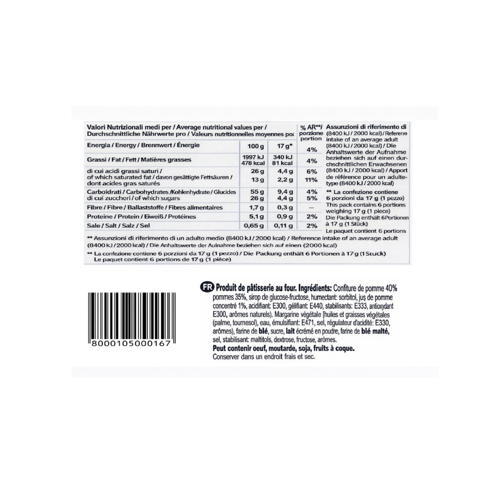 Pastel de hojaldre italiano relleno de mermelada de manzana Melody Asolo Dolce (100 g / 3.5 oz) - Miniatura 3