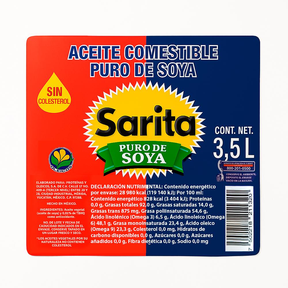 Aceite puro de soya Sarita (3.5 L) - Miniatura 2
