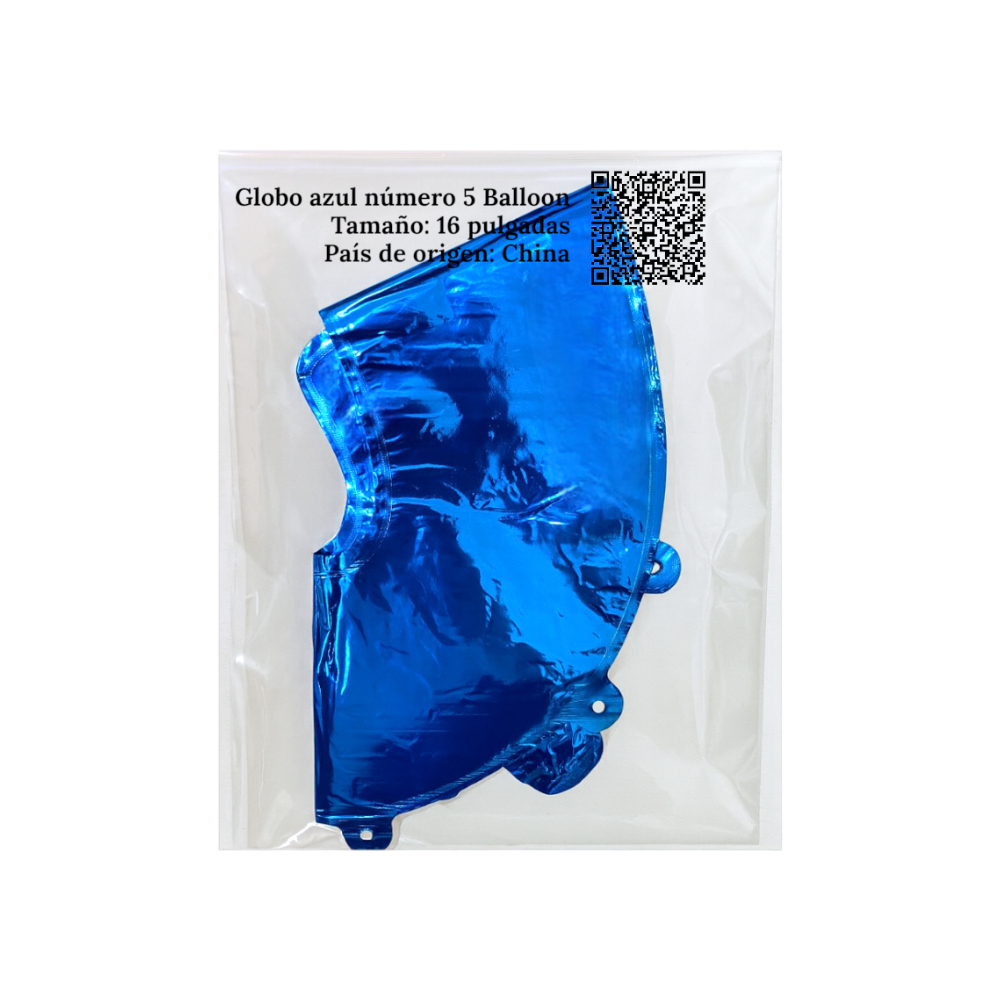 Globo azul número 5 Balloon (16 pulgadas) - Miniatura 4