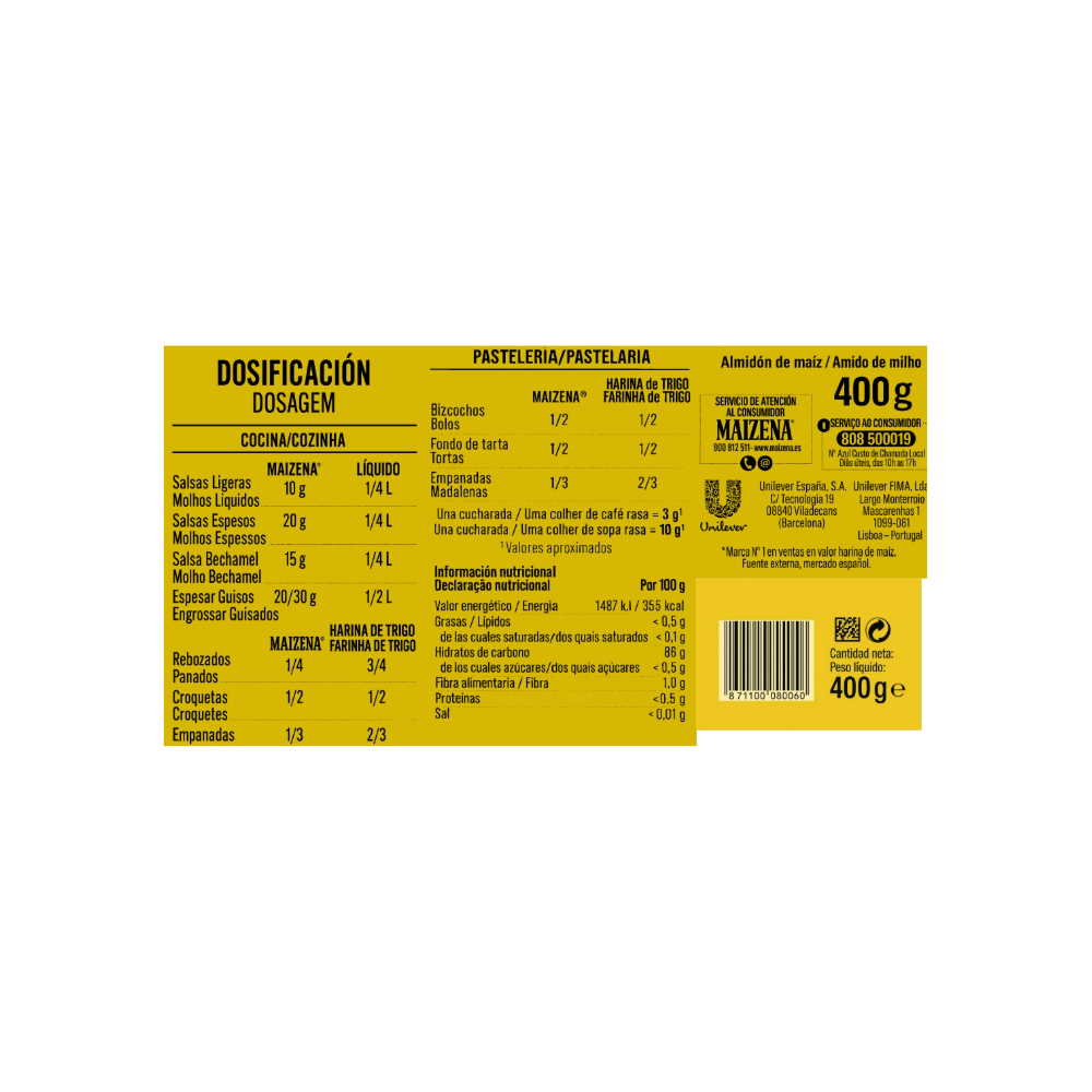 Harina fina de maíz Maizena (400 g / 14.10 oz) - Miniatura 3