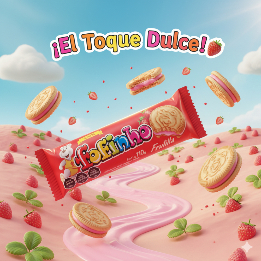 Galletas rellenas sabor frutilla Fofinho (3 x 110 g / 3.9 oz) - Miniatura 4