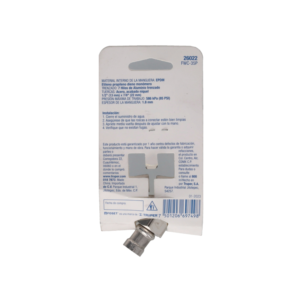 Latiguillo de 7/8 x 1/2 pulgada - manguera flexible de aluminio Foset - Miniatura 3