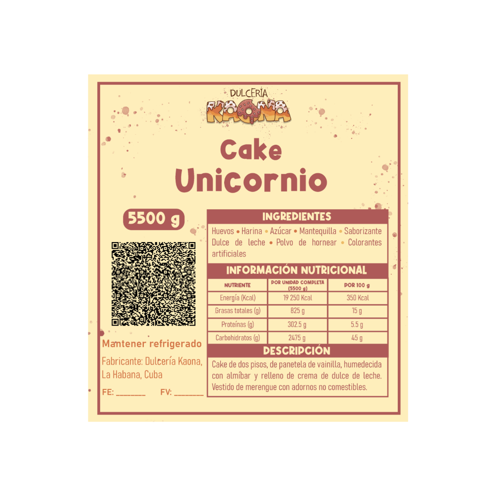 Cake unicornio de dos pisos Kaona (25 comensales) - Miniatura 4