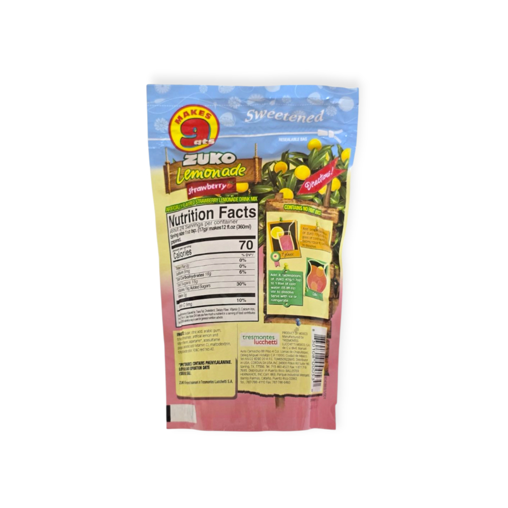 Bebida instantánea sabor limonada de fresa Zuko (400 g / 14.1 oz) - Miniatura 2