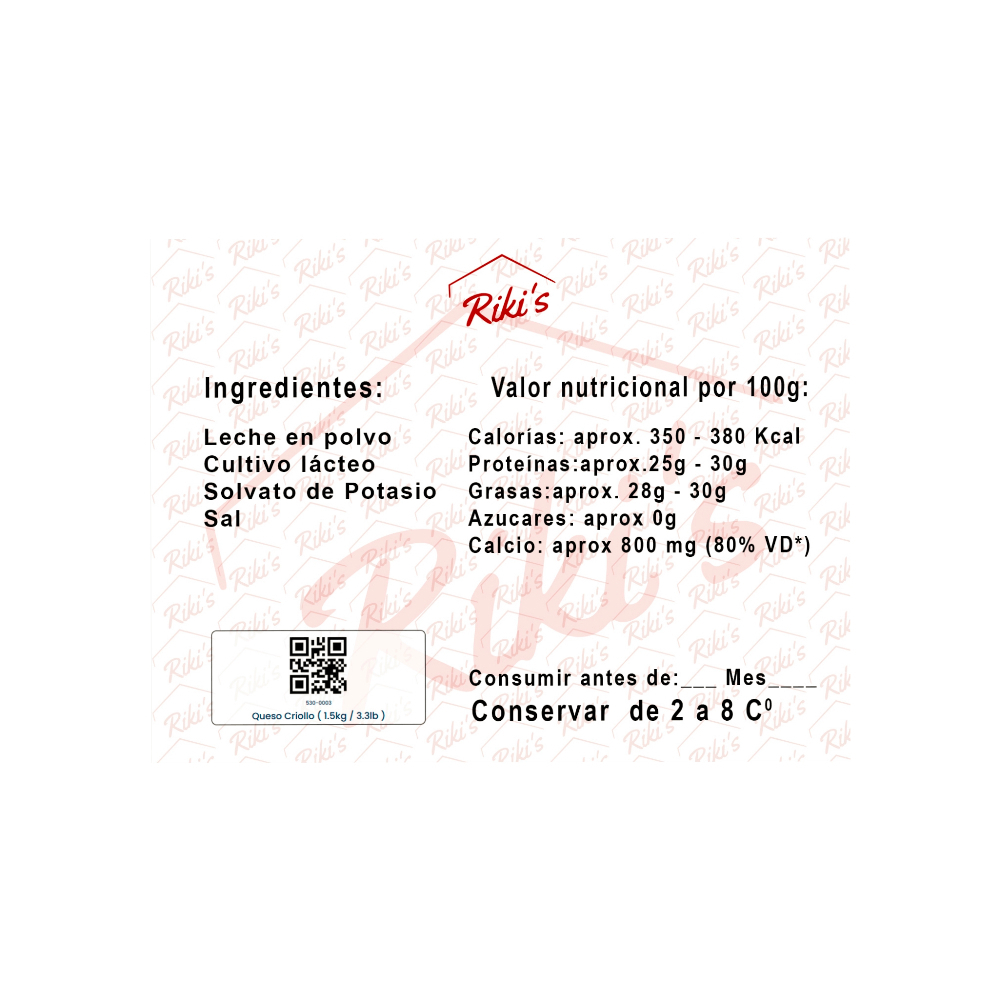 Queso Criollo RIKI´S (1.5 kg / 3.3 lb) - Miniatura 4