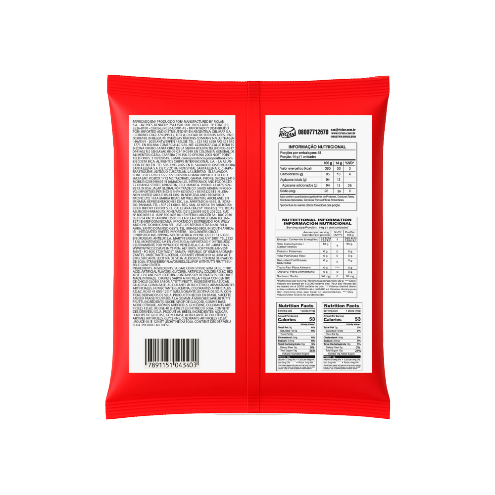 Chupa chupa pinta lengua sabor fresa con relleno de chicle Pop Mania (672 g / 1.48 lb) - Miniatura 4