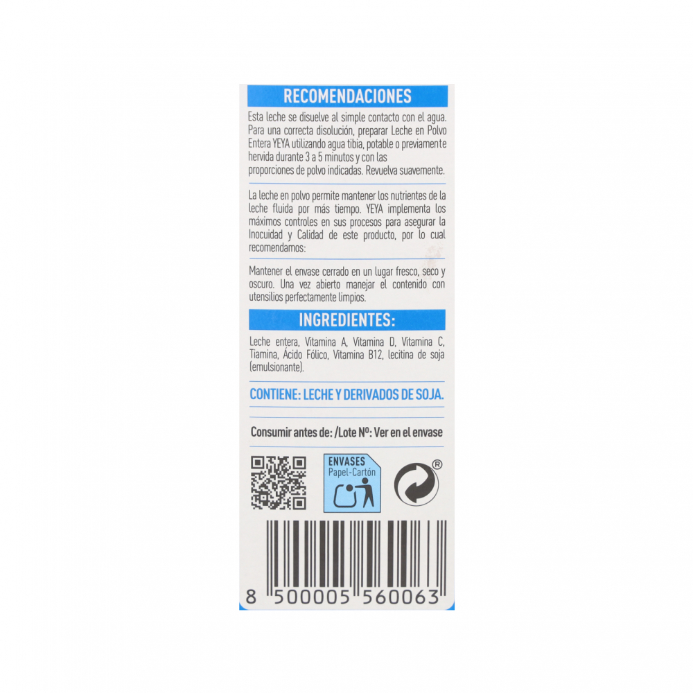 Leche en polvo entera YEYA (800 g / 1.76 lb) - Miniatura 3