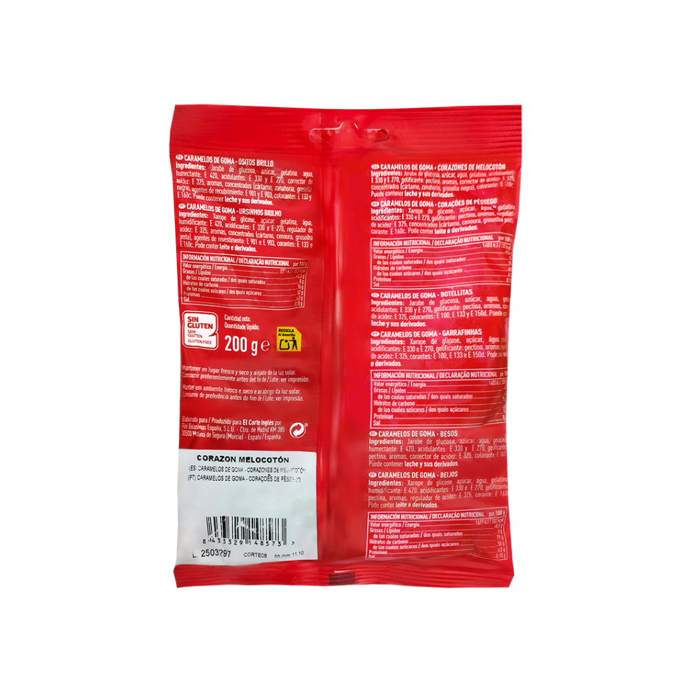 Gomitas corazónes de melocotón El Corte Inglés (200 g / 7.05 oz) - Miniatura 2