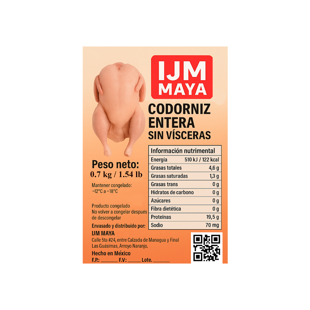 Codorniz entera sin vísceras IJM Maya (700 g / 1.54 lb) - Miniatura 3