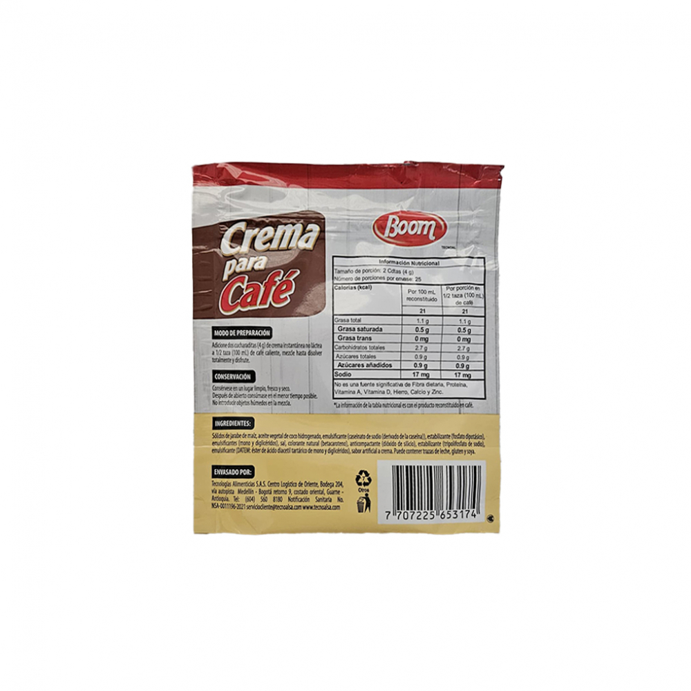 Crema para café sin lactosa Boom (100 g / 3.53 oz) - Miniatura 3
