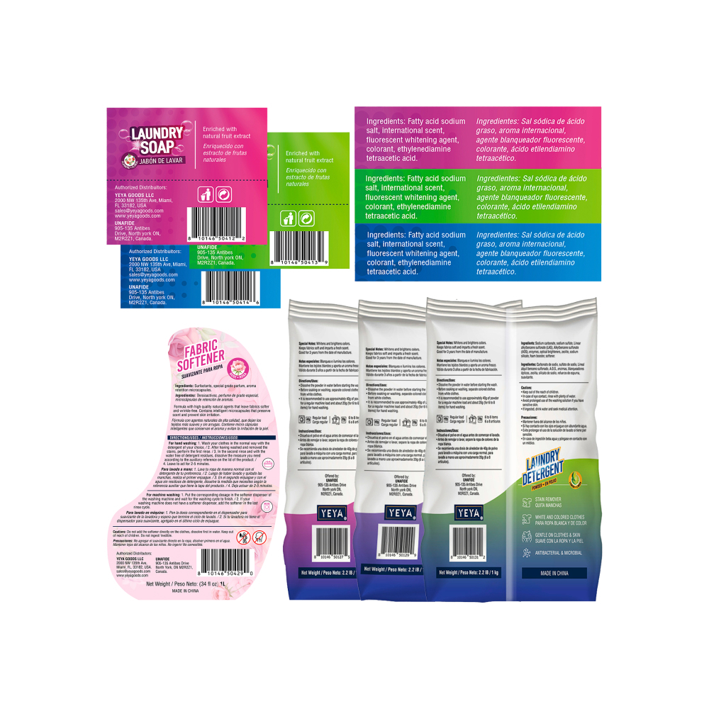 Combo lavandería esencial YEYA: detergente en polvo (3 x 1 kg) + suavizante para ropa (2 x 1 L) + jabón de lavar (6 x 250 g) - Miniatura 2