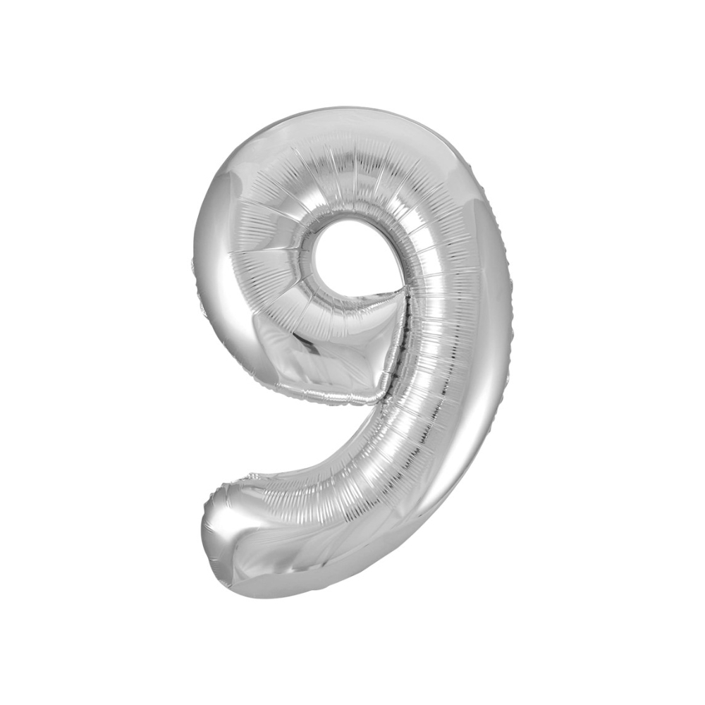 Globo plateado Número 9 Balloon (32 pulgadas) - Miniatura 3
