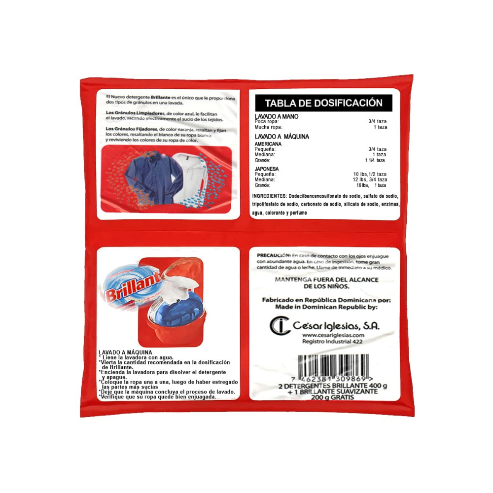 Detergente en polvo Brillante (400 g / 14.10 oz) - Miniatura 3