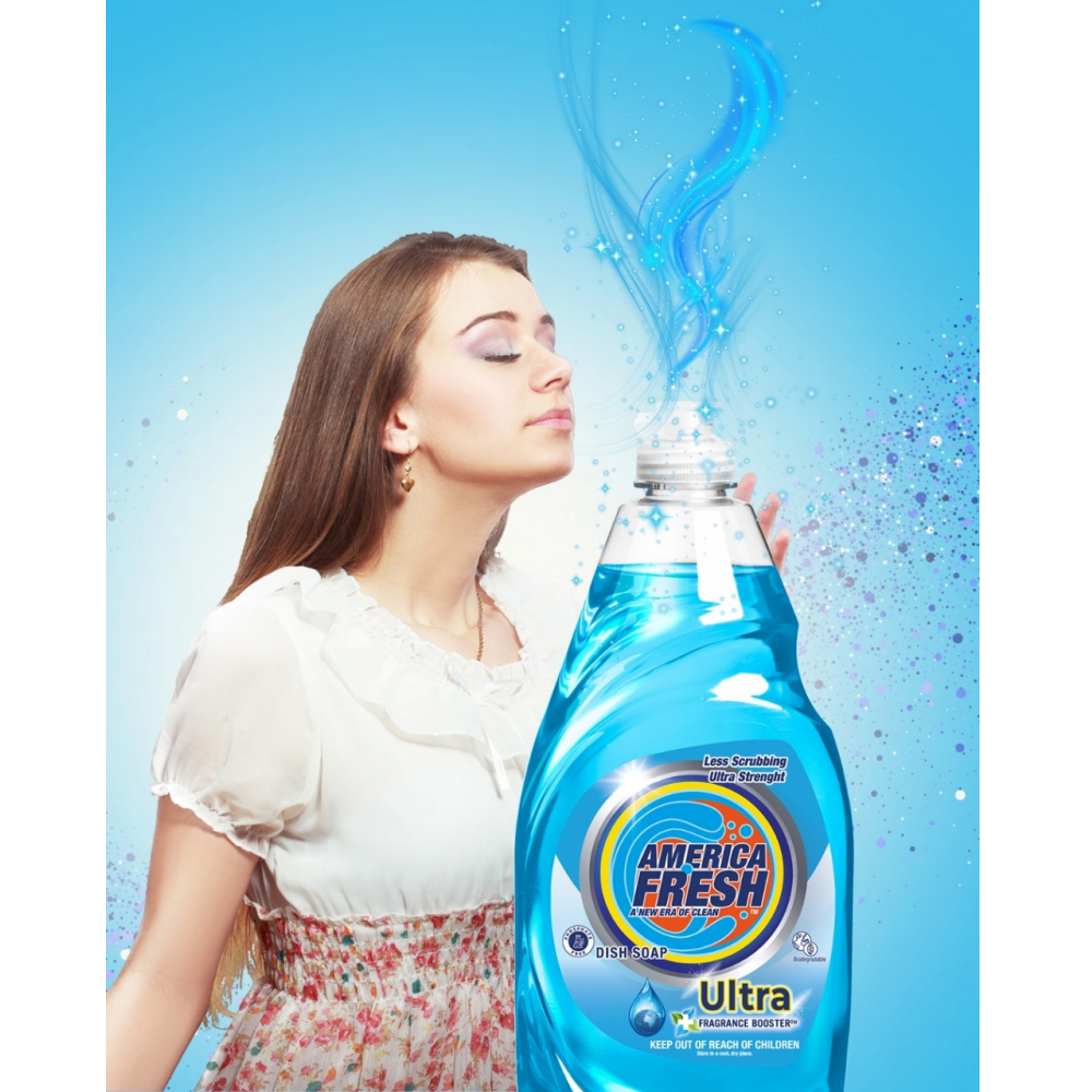 Detergente lavavajillas ultra azul America Fresh (860 ml / 29 fl oz) - Miniatura 3