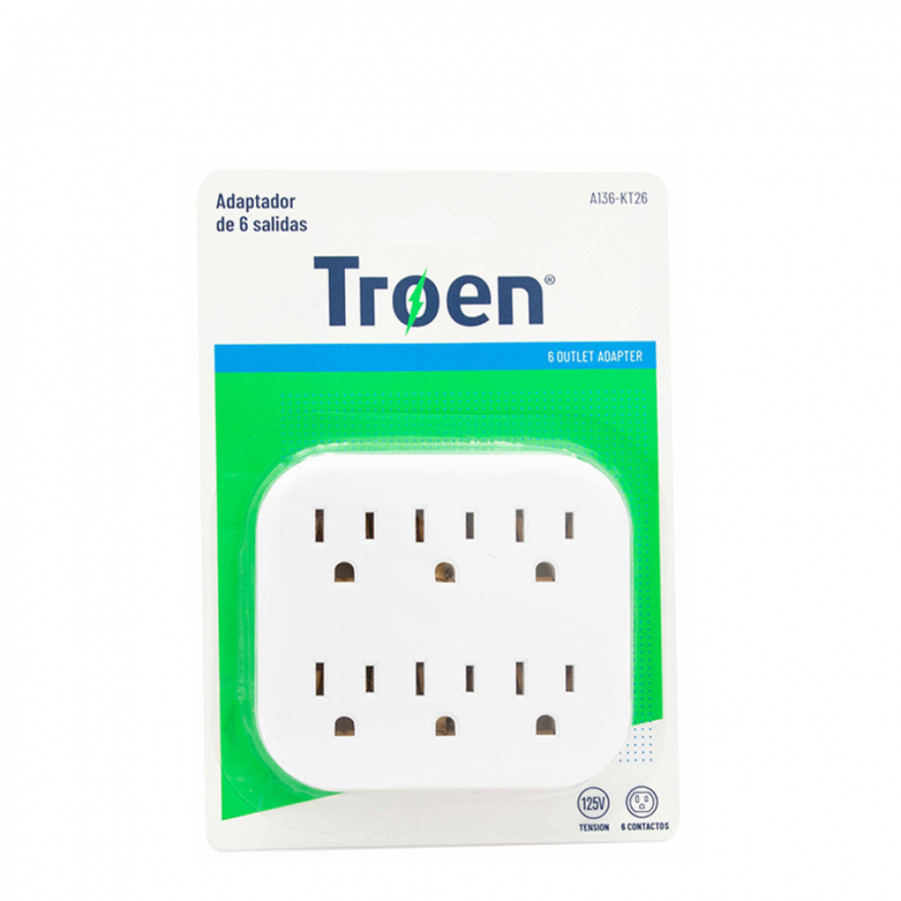 Adaptador de 6 vías para enchufe - tomacorriente - 125 V Troen - Miniatura 4